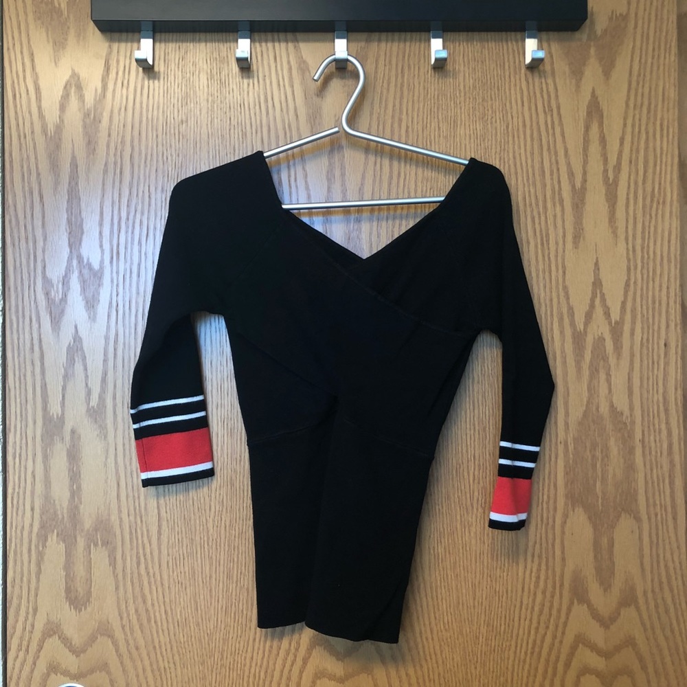 Express double cross black knit top, size M